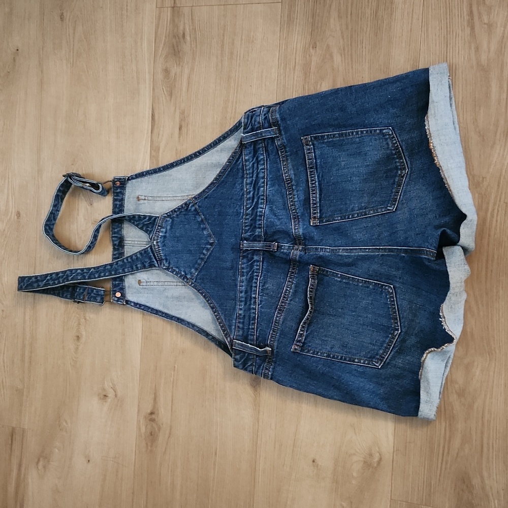 Old Navy Dark Blue Denim Short Overalls - Picture 2 of 3